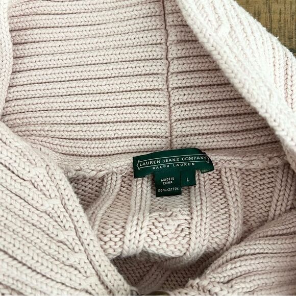 Lauren Ralph Lauren Womens Pink Toggle Zip Jacket Cardigan Hood 100% Cotton Sz L - Picture 4 of 5